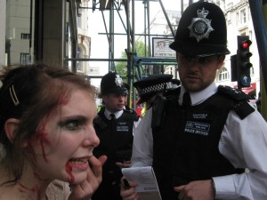 Zombies being stopped and searched under Section 60 of the Criminal Justice and Public Order Act 1994